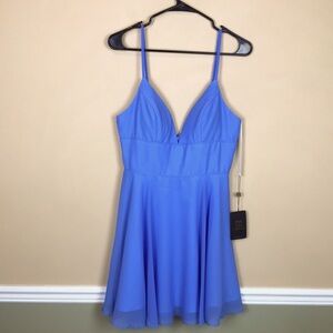NWT Lucci Lu Women’s Formal Evening Periwinkle Blue Mini Dress w/ Matching Shawl